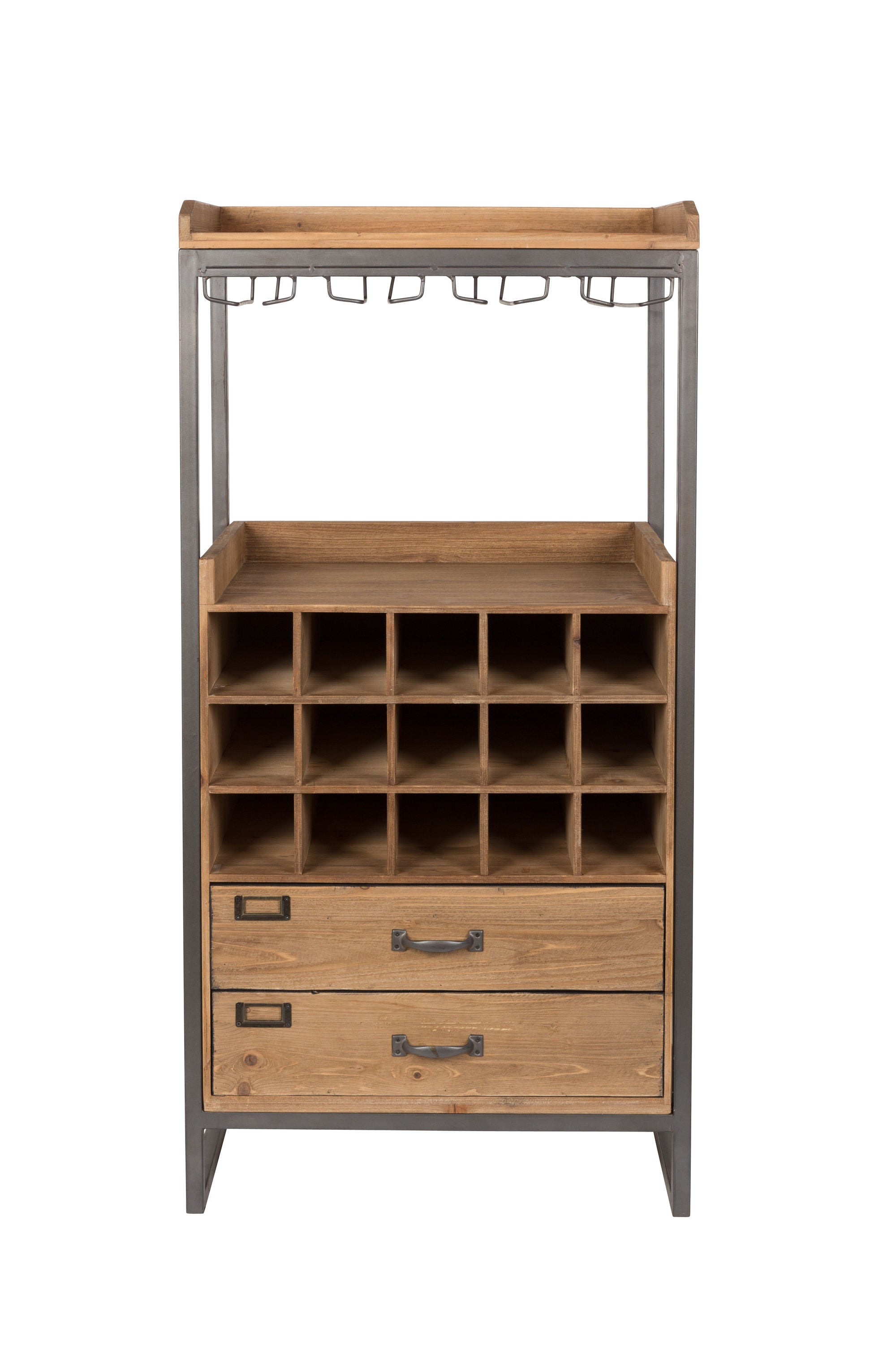 Edgar Natural Fir Wood Drinks Open Drinks Cabinet